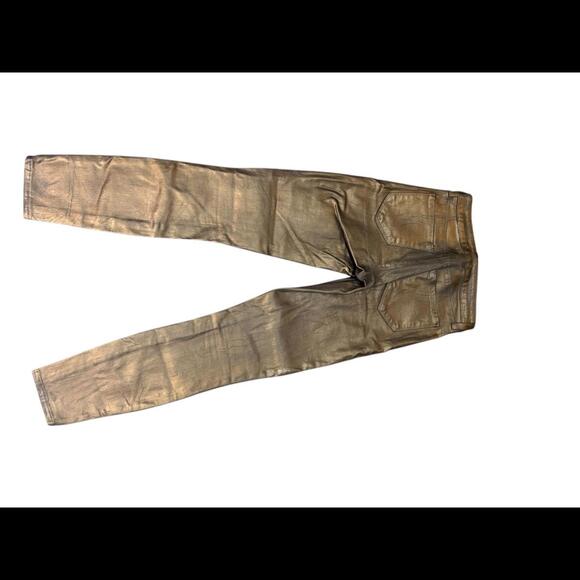 L’Agence Margot Coated Crop High Rise Skinny Jeans Bronzed Foil - Picture 4 of 8